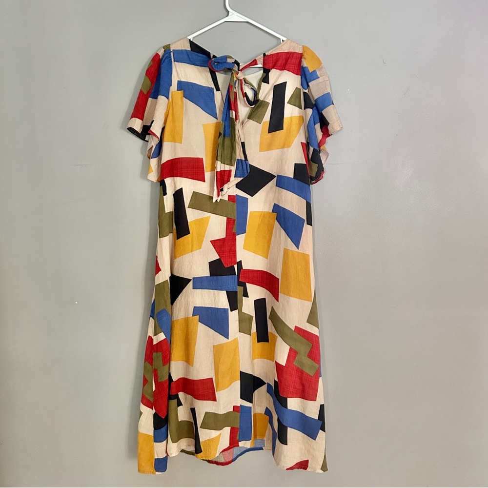 Ursa Minor Studio Piet Multicolor Geometric Print Midi Dress Size Medium - Picture 6 of 8